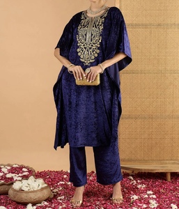 Luxury <b>Kaftan</b> Abaya Handmade Moroccan Arabian Dress Long Sleeve Neck Polyester Regular Fit Casual Evening Party Wedding Flared - Product Image 1