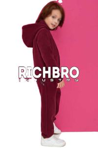 2025 Long Sleeve Kids Jumpsuit Wholesale Fleece Kids Zipper <b>Hoodies</b> Autumn Winter Custom Kids Sweatsuit Sets - Product Image 4