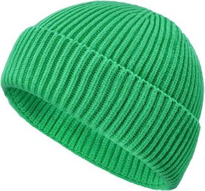 <b>Green</b> Ribbed <b>Beanie</b> 100% Acrylic Unisex Adult Casual Winter Hat Computer Knitted Solid Color 56-58CM - Product Image 1