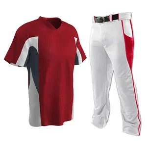 थोक पुरुषों की सॉफ्टबॉल पहनें टीम बेसबॉल जर्सी और पैंट पूर्ण सेट कस्टम डिजाइन प्लस आकार बेसबॉल वर्दी