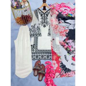 Ensemble haut et dupatta en mousseline de soie respirante sans manches, style bohème, pour femmes, pour une tenue de soirée - Product Image 3