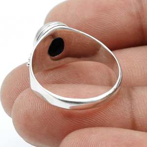 Classic Design Natural Lapis Lazuli Gemstone <b>Ring</b> Made of 925 Sterling <b>Silver</b> <b>Eternity</b> Oval Cut Bohemian Statement Jewelry - Product Image 3