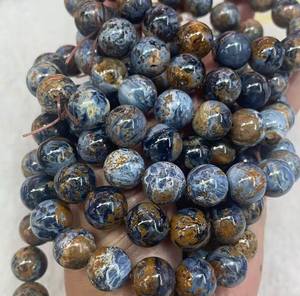 Cuentas de piedra preciosa de pietersita natural sin tratar, cuentas redondas sueltas, medio hilo para la fabricación de joyas, suministros para manualidades DIY - Product Image 1