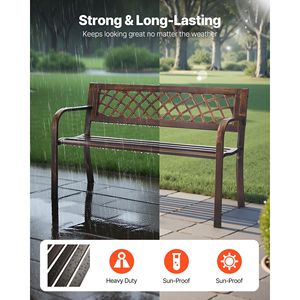 Panca da Esterno in Acciaio al Carbonio da 46 Pollici con Schienale in Rete PVC e Braccioli con Bordi Arrotondati, Resistente alle Intemperie per Giardino o Centro Commerciale - Product Image 2