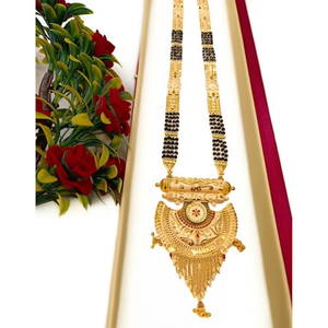 Stylish <b>Black</b> Gemstone Beads Forming Mangalsutra Necklace 11059032GL Gold Plated Pearl Diamond Ethnic Religious Wedding <b>Chains</b> - Product Image 2