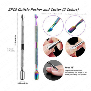 Durable Stainless Steel Double Sided Cuticle Pusher Set Professional Nail <b>Cleaning</b> <b>Tools</b> for Manicure and Pedicure - Product Image 5