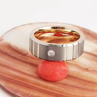 Bague en carbure de tungstène avec rainures en or rose et zircone unique, alliance de 8 mm pour femmes et hommes, bijoux modernes en gros