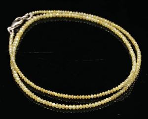 Collier de perles rondes facettées en diamant naturel jaune 1,8-2,8 mm 38 cm de longueur Trou percé en haut - Product Image 1