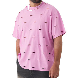 T-shirts pour hommes de qualité supérieure, tendance et déchirés, avec logo personnalisé, 100% coton respirant, couleurs et tailles personnalisées - Product Image 1