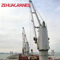 Petite grue de pont marine à piédestal fixe avec flèche pivotante, treuil électrique 5 tonnes pour pêche, chalutier, remorqueur, chargement en quai