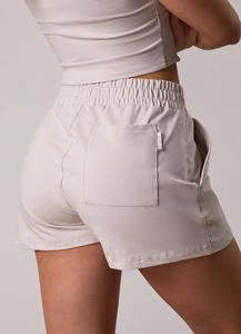 Shorts cargo taille haute élastiques à cordon de serrage pour femme, coupe droite, 100 % coton, séchage rapide, doux, pour la plage, décontracté, été, vêtements de sport - Product Image 3