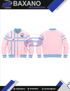 แจ็คแอนด์จิล ออฟ อเมริกา เสื้อแจ็คเก็ตวาร์ซิตี้สำหรับผู้หญิง สีน้ำเงิน ปักตัวอักษรกรีก ซิปด้านหน้า สไตล์พรีปปี้ คอปกและปลายแขนเสื้อปักตัวอักษร - Product Image 6