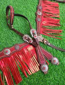 Ensemble de sellerie western fait main en cuir rouge personnalisé avec incrustations de strass en cristal, léger, tailles personnalisées, collection saisonnière 2026 - Product Image 1