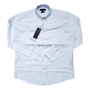 Camisas informales de algodón personalizadas para hombre, manga larga con cuello levantado para otoño, Color sólido antiarrugas con suministro ODM - Product Image 1