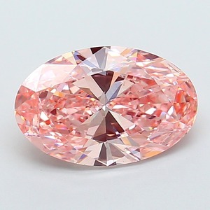 Diamant CVD rose intense fantaisie de forme ovale de luxe, cultivé en laboratoire, 3 carats, clarté VS1, polissage excellent, diamant non monté pour bijoux - Product Image 1