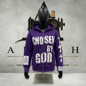 <b>Men's</b> <b>Purple</b> Hoodie Pullover Regular Fit Letter Print Streetwear <b>Sweatshirt</b> - Product Image 1