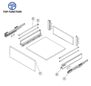 Sistema de cajones de extensión total con cierre suave y riel de acero redondo de 199 mm para gabinetes de cocina, comedor y herrajes modernos para muebles. - Product Image 3