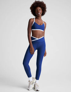 Ensemble 2 pièces pour femme OEM Custom Eternal Blue, Leggings Spacedye taille haute mi-longue pour femme, Beyond Yoga, dernière collection et coupe taille haute - Product Image 4