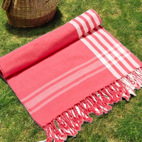 100% Cotton Turkish Hammam Kikoy Striped Beach Towels Quick-Dry Eco-Friendly Thick Fringes Luxury Modern Style Manufacturer.