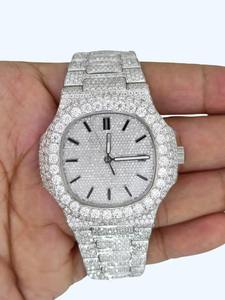 Reloj de pulsera para hombre con diamantes de moissanita, reloj de pulsera de plata de ley 925, reloj hip hop para hombre, joyería de moda. - Product Image 3