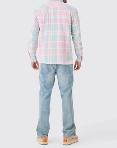 Chemises décontractées tendance pour hommes, coupe oversize, manches longues, unies, 100% coton tricoté respirant avec poche - Product Image 4