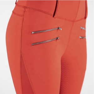 High Waist Riding Leggings with <b>Mesh</b> and Full Silicone Seat Four-Way Stretch Breathable Tights for Cool Comfort and Quick Dry - Product Image 4