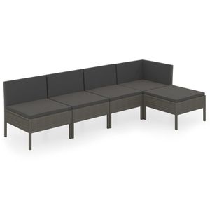 Ensemble de salon de jardin gris 6 places en rotin, mobilier d'extérieur au design contemporain - Product Image 2