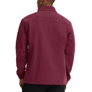 <b>Men's</b> <b>Khaki</b> Fleece Jacket Stand Collar Zipper Closure Windproof Autumn Wear Regular Fit Solid Color Polyester Shell - Product Image 6