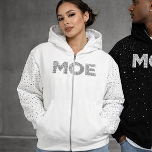 Sudadera con Capucha Unisex de Moda con Pedrería en Toda la Superficie, Sudadera Brillante con Cristales, Sudadera Urbana Oversize, Logotipo Personalizado, Proveedor OEM, EE. UU. - Product Image 4