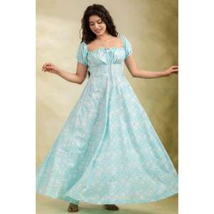 เดรสยาวผ้าฝ้ายพิมพ์ลายบล็อกทำมือ ดีไซน์เนอร์, เดรสแม็กซี่สไตล์โบโฮสำหรับผู้หญิง, เหมาะสำหรับใส่ไปเที่ยวทะเลและงานเทศกาลในช่วงฤดูร้อน - Product Image 2