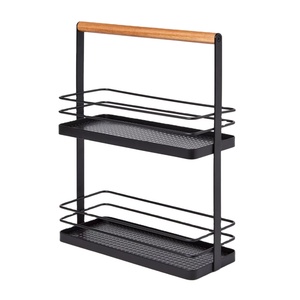 Étagère à épices classique en acier inoxydable Étagères de rangement en verre noir pour armoires de cuisine Base réglable Tendance polyvalente - Product Image 1