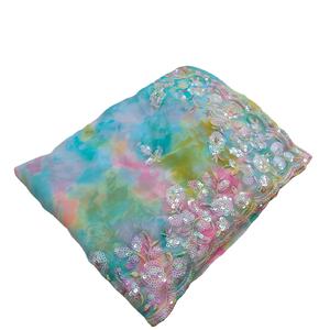 Nouveau dernier tissu Georgette en mousseline de soie avec broderie de séquence - Product Image 1