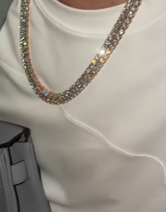 Round Brilliant Cut Solid Rose <b>Gold</b> Diamond <b>Tennis</b> <b>Necklace</b> Lab Diamond <b>Tennis</b> Chain Luxury Unisex Daily Wear <b>Tennis</b> Chain - Product Image 4