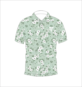 Camisa polo con estampado floral verde menta para hombre, camiseta informal de manga corta a la moda de verano - Product Image 4