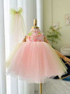 ÚNICO TUL Halter Vestidos Para Bebes De Princesa Muchas capas Tela De malla suave Decoración floral Transpirable Ecológico - Product Image 2