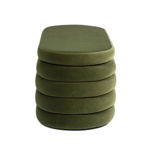 Fuji - Banco de Almacenamiento Ovalado Tapizado en Terciopelo Verde Oliva de 49 Pulgadas para Dormitorio - Product Image 6