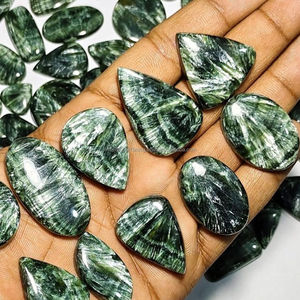 Lote al por mayor de gemas sueltas de serfenita 100% natural, cabujón de grado AAA, verde, formas variadas, gemas finas para fabricación de joyas - Product Image 3