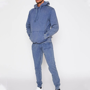 Men's Blue <b>Hooded</b> Tracksuit Full <b>Zip</b> Cotton Streetwear Sweatshirt and Cargo Pants Set Autumn Casual Wear - Product Image 5