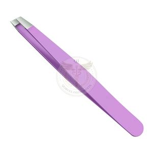 Pince à épiler de précision en acier inoxydable, pointe lisse, revêtement violet, pour extension de cils - Product Image 1