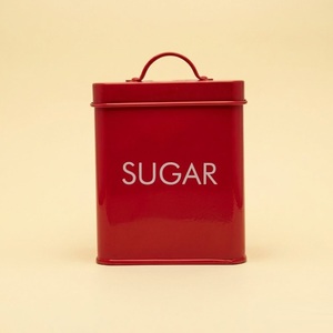 Premium Red Matte Iron Sugar Jar Airtight Mild Steel Storage Canister With Lid For <b>Kitchen</b> <b>Pantry</b> & Countertop Decor On Sale - Product Image 1