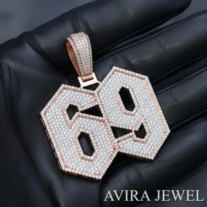 Grand pendentif étoile glacé en argent sterling 925 massif plaqué or jaune avec diamant Moissanite, breloque Hip Hop pour homme certifiée - Product Image 4