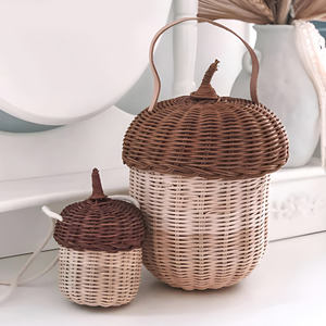 Sacs à main fantaisie pour enfants, best-seller, paniers de rangement en rotin en forme de gland, prix fabricant, paniers à jouets pour bébés - Product Image 1