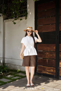 Blusa Peplum Femenina VENUS Vietnam Casual de Viscosa con Manga Corta Regular Antiencogimiento para el Día a Día - Product Image 3