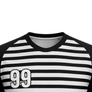 Maillot de handball rayé noir et blanc pour hommes, manches courtes, polyester, uniforme d'équipe, tenue de match, entraînement - Product Image 3