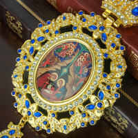 HT Religion produit fabrication personnaliser pasteur père pectoral collier pendentif sur la poitrine plaqué or jésus naissance icône pendentif