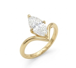 แหวนทองคำแท้ 14K/18K ทรงมาร์คีส์ แหวนหมั้น แหวนแต่งงานรูปตัววีโค้ง แหวนเพชรเม็ดเดี่ยว ของขวัญวันครบรอบสุดพิเศษสำหรับเธอ - Product Image 5