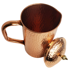 Handmade Eco-Friendly <b>Water</b> <b>Kettles</b> Drinkware Traditional Ayurveda Classic Copper Pitcher Lid for Beer Heat Resistant - Product Image 6