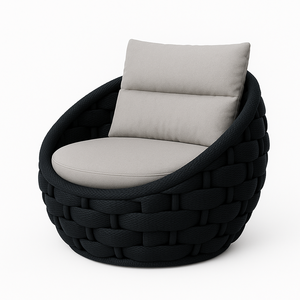 Chaise longue moderne monoplace tissée avec corde Coussin d'extérieur confortable pour patio, balcon, station balnéaire et jardin Fournisseur du Vietnam - Product Image 2