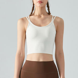 Women's Solid Color <b>Crop</b> <b>Top</b> Tank <b>Top</b> Sleeveless Square Collar Breathable Spandex Nylon Fitness Wear Regular Fit All Seasons - Product Image 3