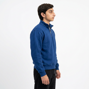 Custom Men Quarter <b>Zipper</b> <b>Sweatshirt</b> Heavy Cotton Fleece Drop Shoulder Fit High Collar Casual Streetwear - Product Image 2
